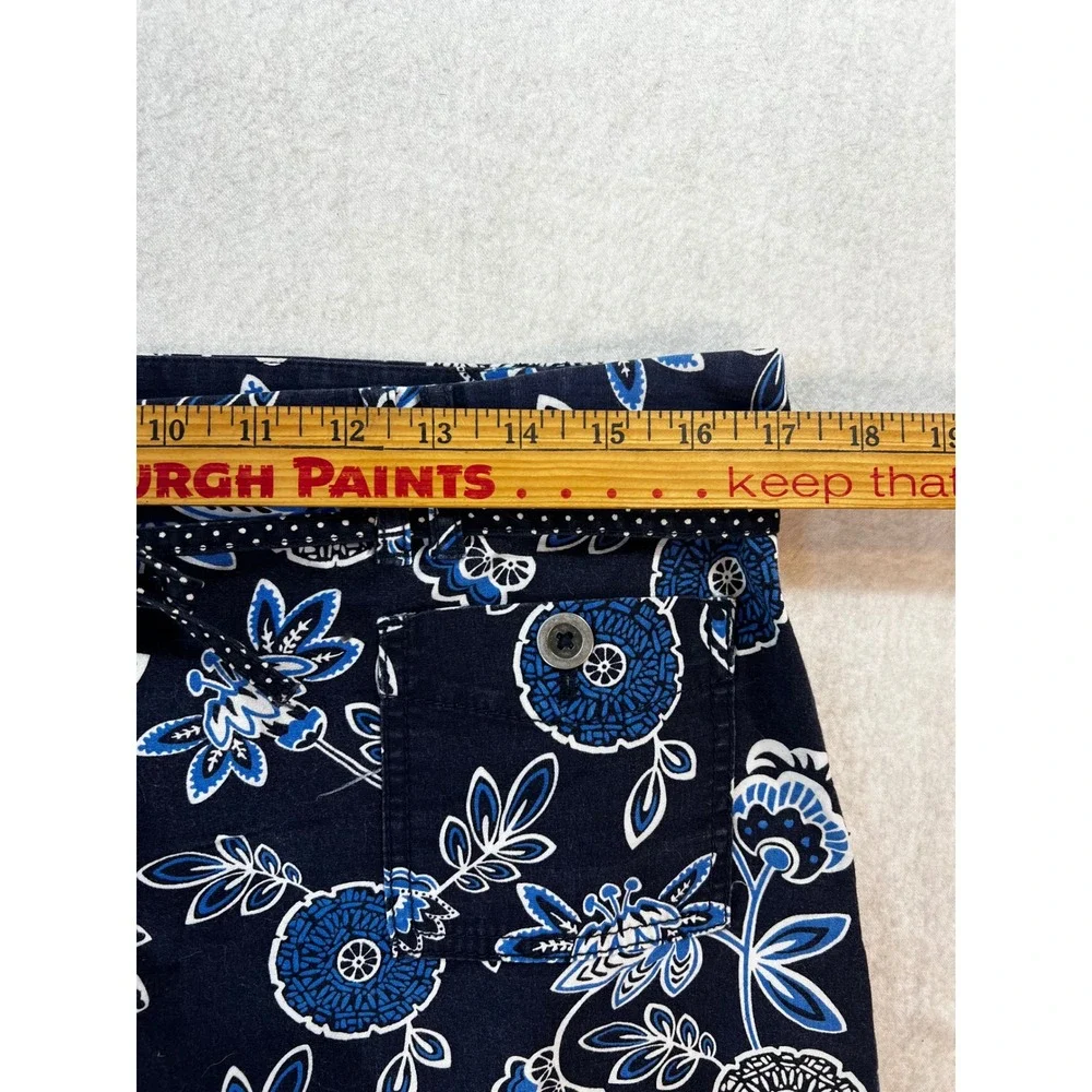 Ann Taylor LOFT‎ Navy Blue Floral Mini Skirt with Polka Dot Belt Size 8